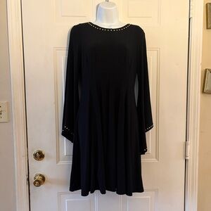 Emma & Michele Black Long Sleeve Dress with Stud Accents